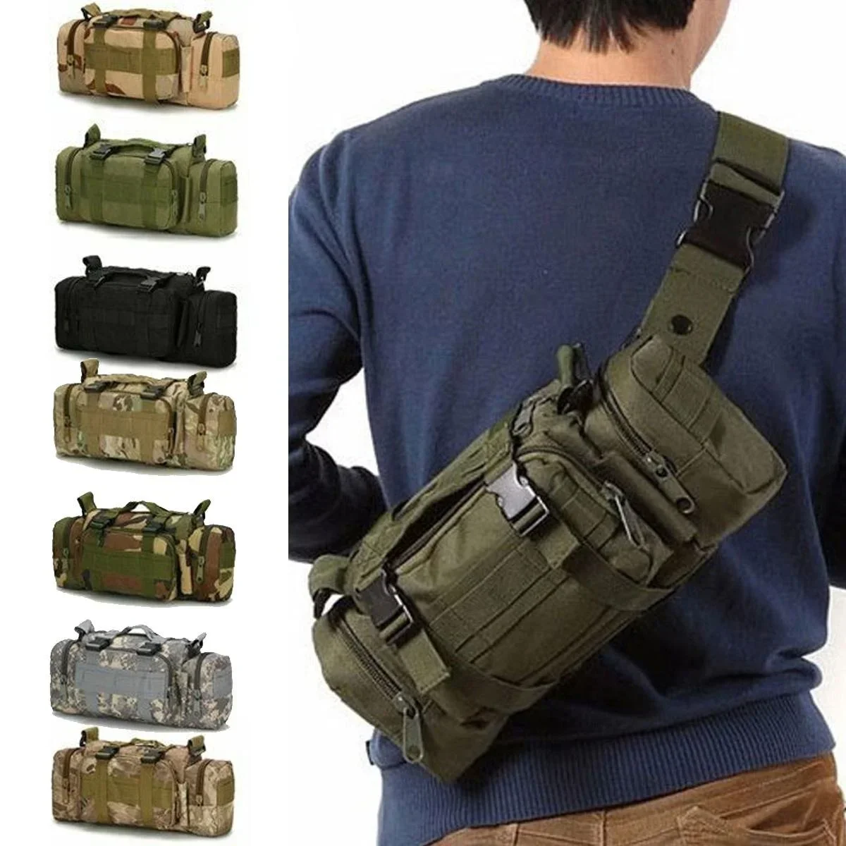 Edc Carry Bag For Men - กระเป๋าคาดเอวแบบดัฟเฟิล ระบบโมลล์ กันน้ำ กระเป๋าคาเมร่า กระเป๋าอเนกประสงค์ EDC