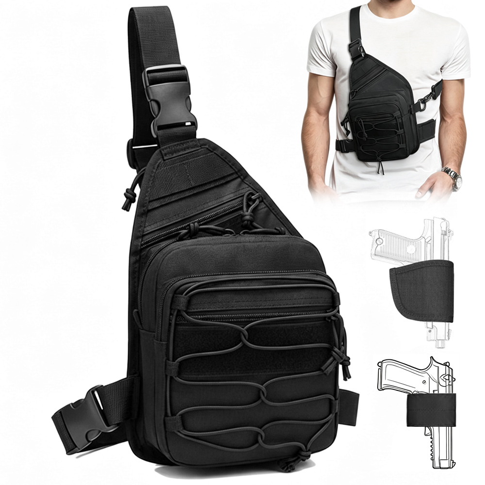 Edc Carry Holster - กระเป๋าเก็บปืนพกยุทธวิธี กระเป๋าซ่อนปืนพกพร้อมซองปืน กระเป๋าปืนพกแบบเข้าถึงได้รวดเร็ว กระเป๋าคาดหน้าอก EDC