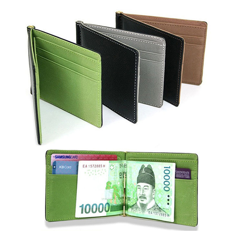 Money Clip Magnetic - Slimผู้ชายหนังเงินคลิปกระเป๋าสตางค์ผู้หญิงลำลองกระเป๋าโลหะขนาดเล็กสำหรับManช่องใส่บัตรเครดิตเงินสด