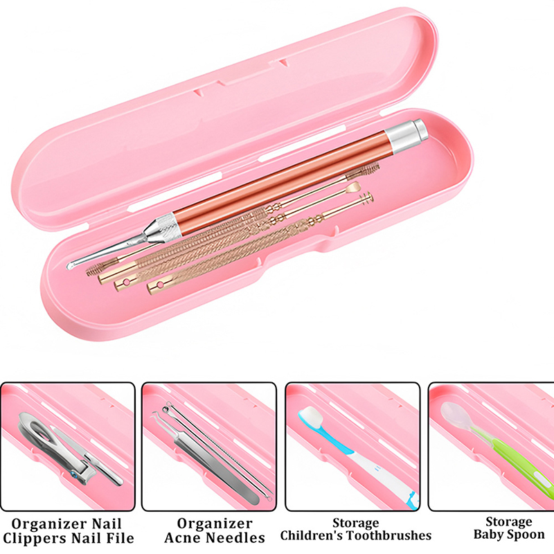 Nail File Titanium - กล่องเก็บอุปกรณ์ทำเล็บแบบพกพา รูปทรงสี่เหลี่ยมผืนผ้า 1/8 ชิ้น สำหรับใส่แหนบ กรรไกรตัดเล็บ