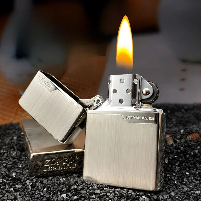 Lighter Insert Zippo - ZORRO Original ทองแดงโลหะกลางแจ้งแผ่นไฟแช็กทองแปรงทองแดงบริสุทธิ์ Windproof น้ํามันก๊าดไฟแช็กแคบเครื่องผู้ชาย Cool